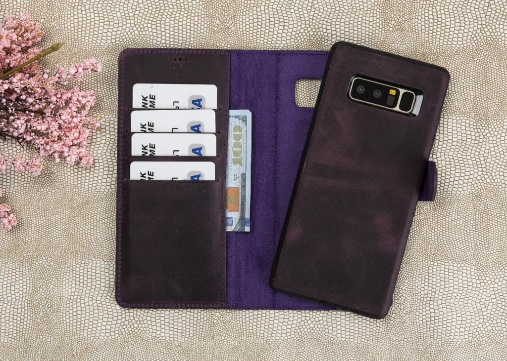 Magische abnehmbare Samsung-Brieftaschenhülle aus echtem Leder – MW