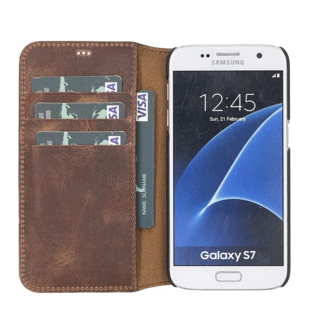 Brieftaschenetui Samsung-Serie Nicht abnehmbares Brieftaschenetui aus echtem Leder - WC