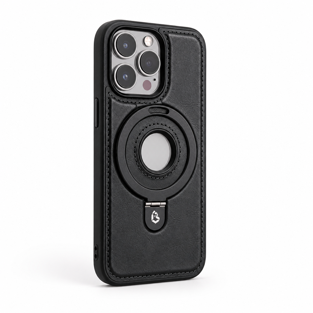 Kunstleren iPhone-hoesje met Magnetische Ringstandaard