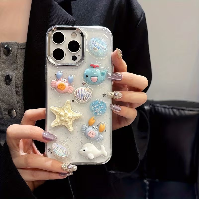 Telefoonhoesje met verhoogde zeesterdecoratie in 3D