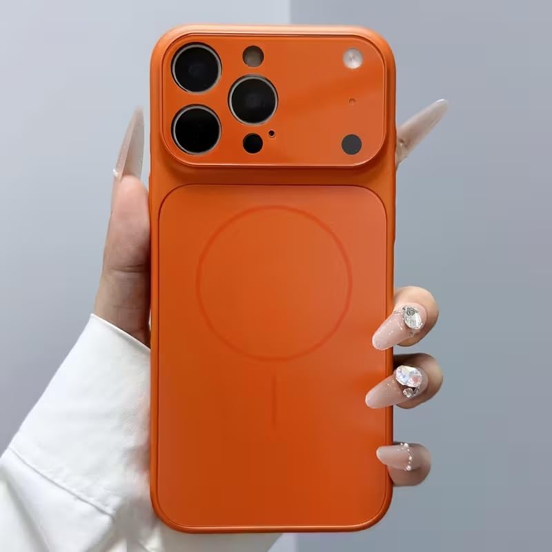 Oranje mat hoesje voor de iPhone 17 Pro Max met magnetische converter
