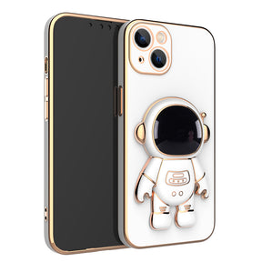 Detail van het 3D astronautenfiguur op het telefoonhoesje