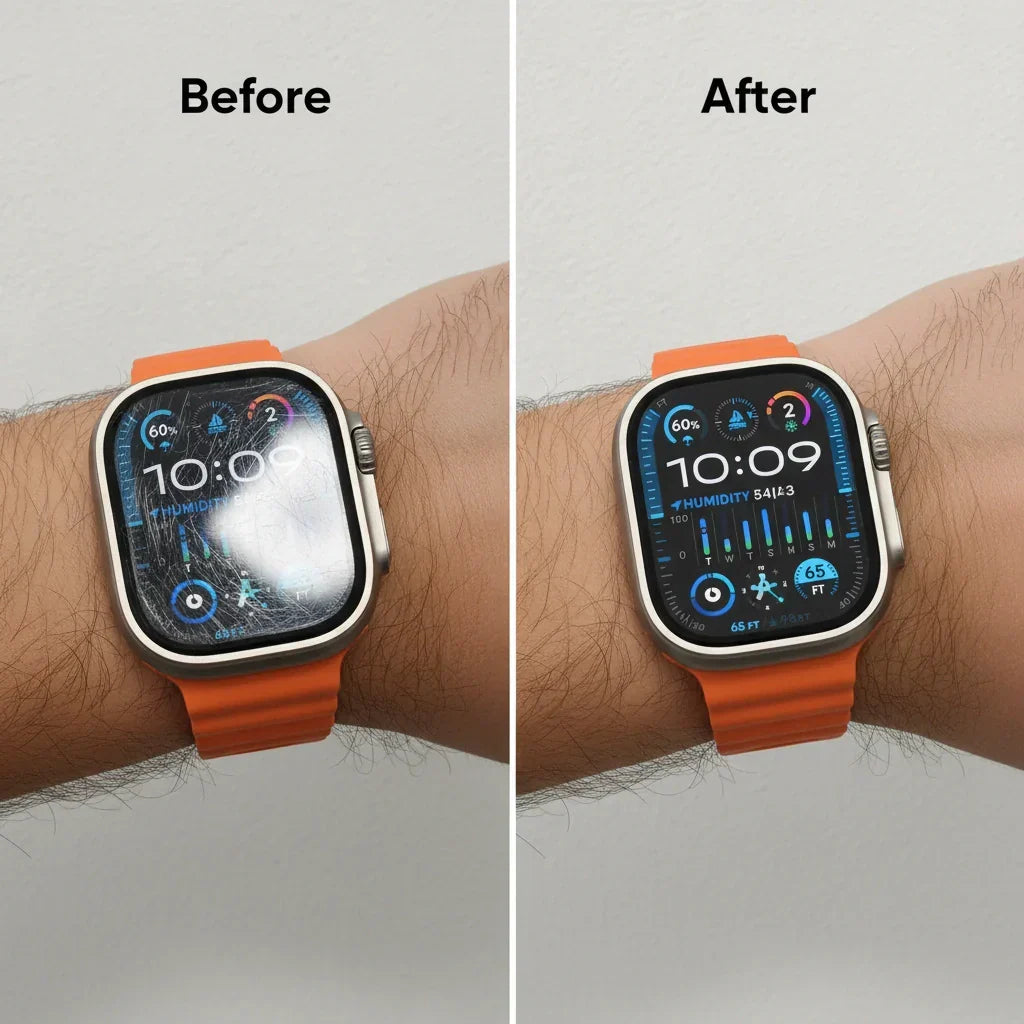 Antireflecterende bescherming voor het scherm van een smartwatch