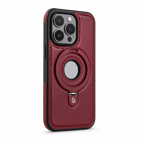 Zijaanzicht van het slanke kunstleren iPhone-hoesje