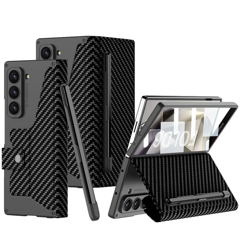 Lerenlook Hoesje voor Galaxy Z Fold 6 met Penhouder