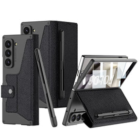 Lerenlook Hoesje voor Galaxy Z Fold 6 met Penhouder
