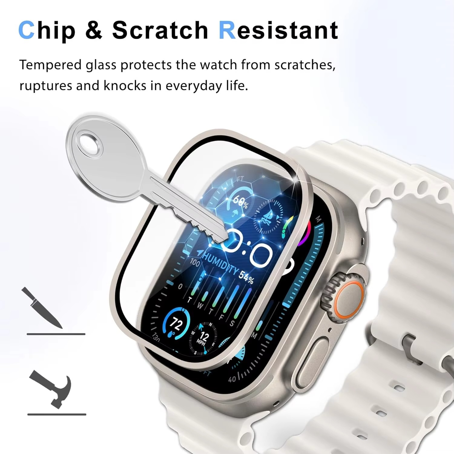 Smartwatch met heldere screenprotector tegen krassen