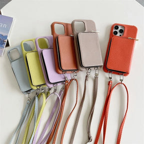 Kunstleren iPhone hoesje met ingebouwde portemonnee