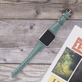 Klassisches, schlankes Apple-Watch-Armband aus echtem Leder 