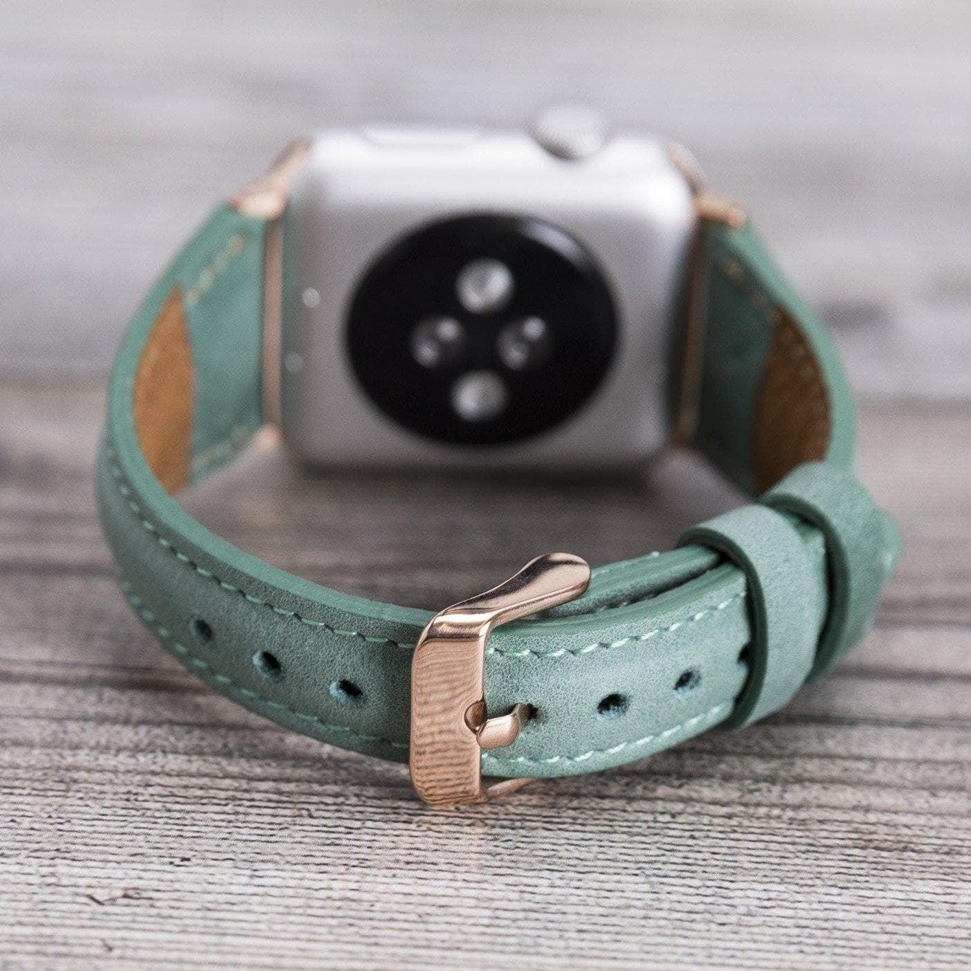 Klassisches, schlankes Apple-Watch-Armband aus echtem Leder 