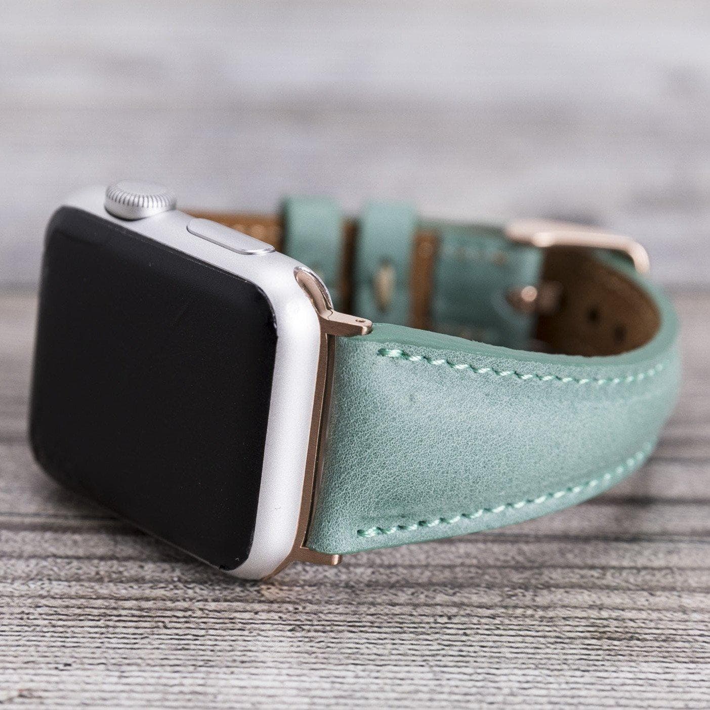 Klassisches, schlankes Apple-Watch-Armband aus echtem Leder 