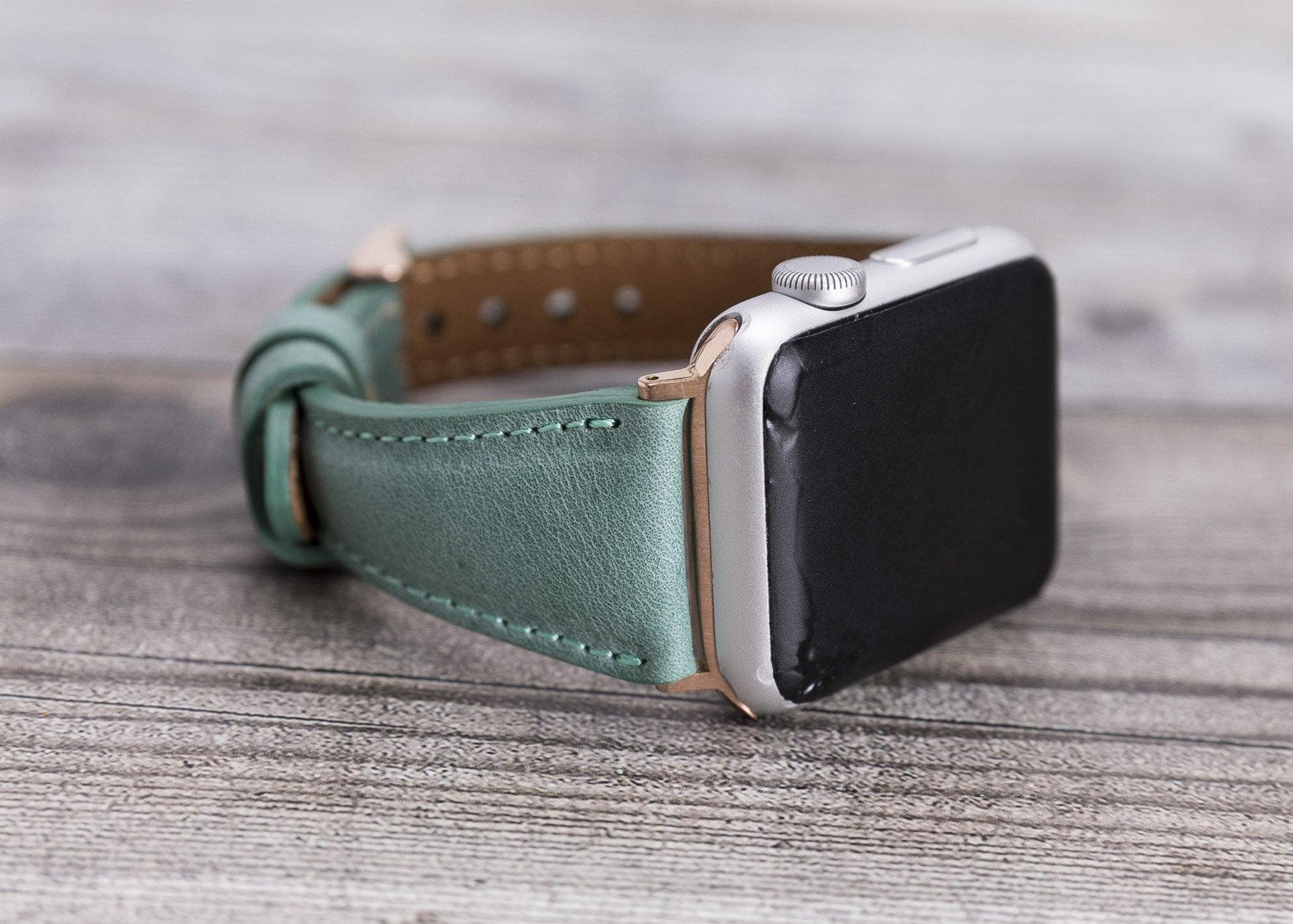 Klassisches, schlankes Apple-Watch-Armband aus echtem Leder 