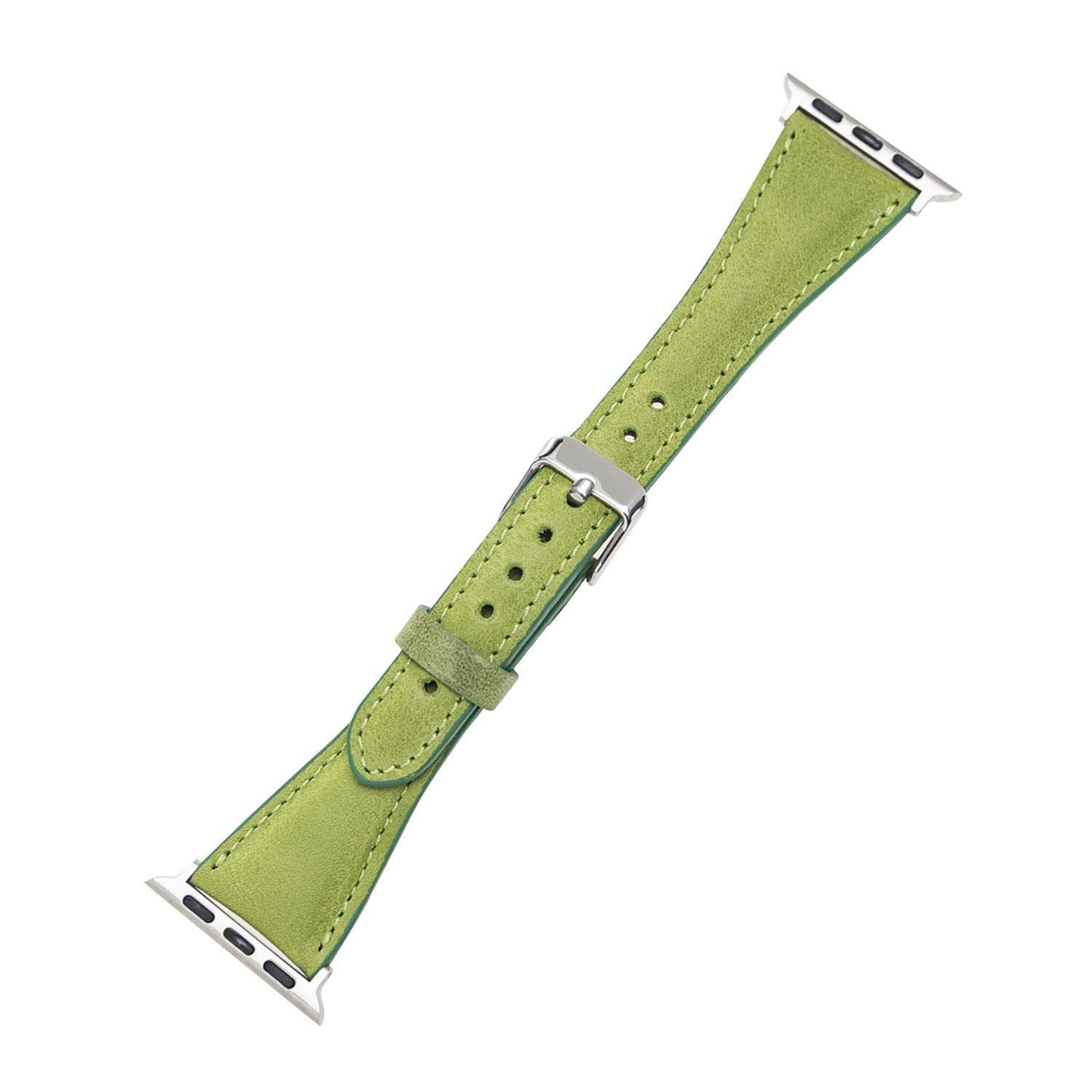 Klassisches, schlankes Apple-Watch-Armband aus echtem Leder 