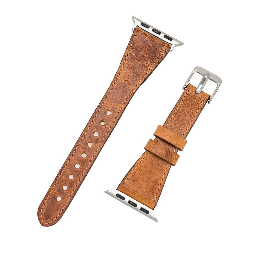 Klassisches, schlankes Apple-Watch-Armband aus echtem Leder 