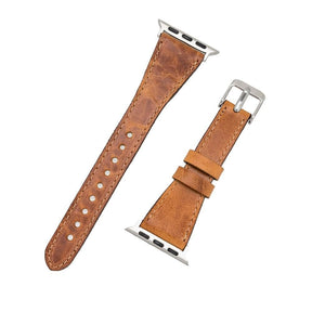 Klassisches, schlankes Apple-Watch-Armband aus echtem Leder 