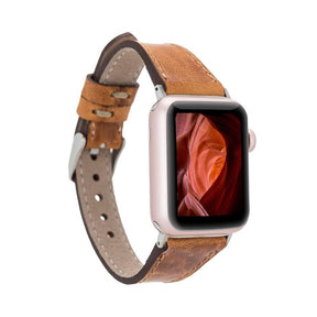Klassisches, schlankes Apple-Watch-Armband aus echtem Leder 