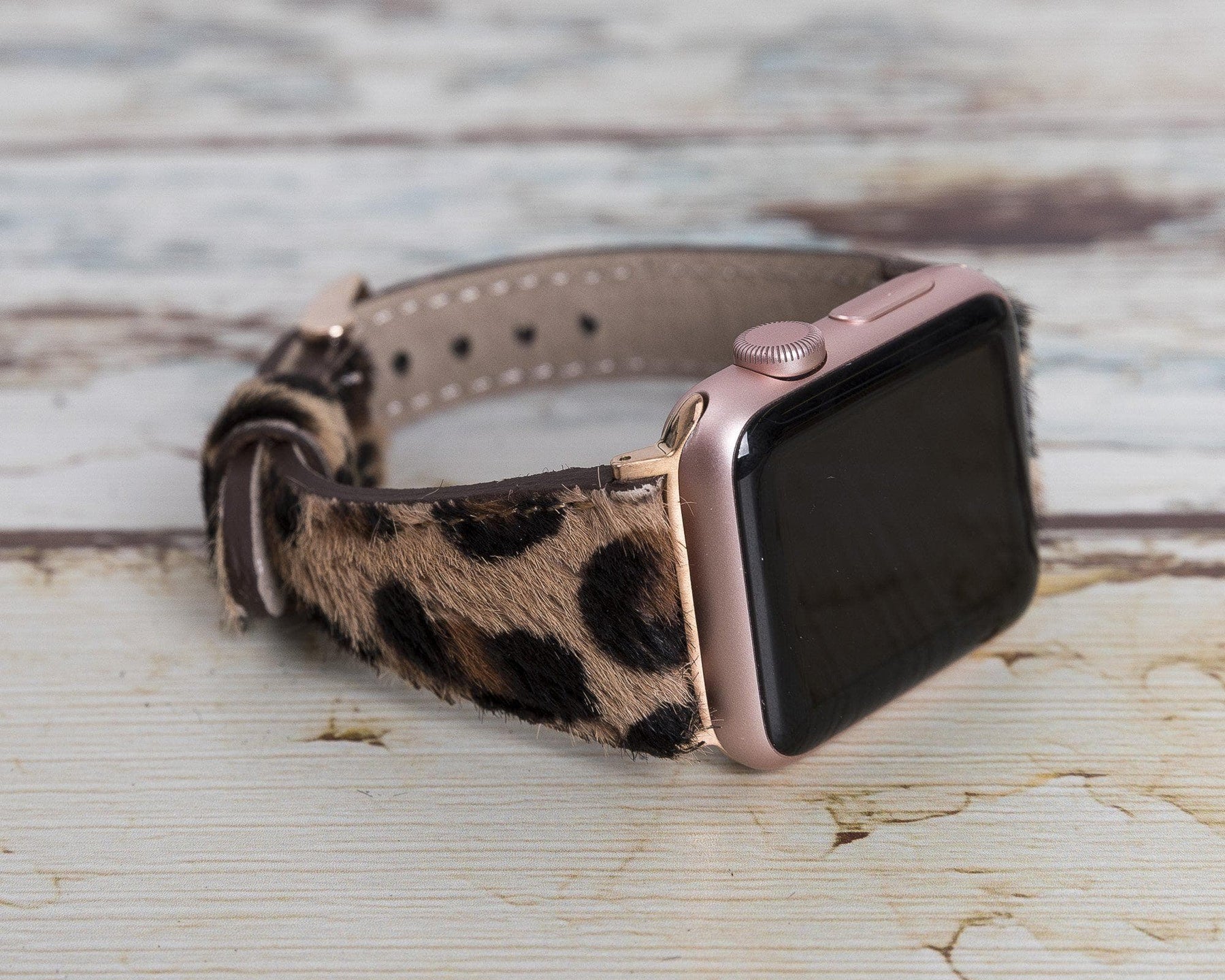 Klassisches, schlankes Apple-Watch-Armband aus echtem Leder 