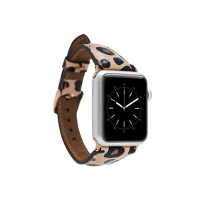 Klassisches, schlankes Apple-Watch-Armband aus echtem Leder 