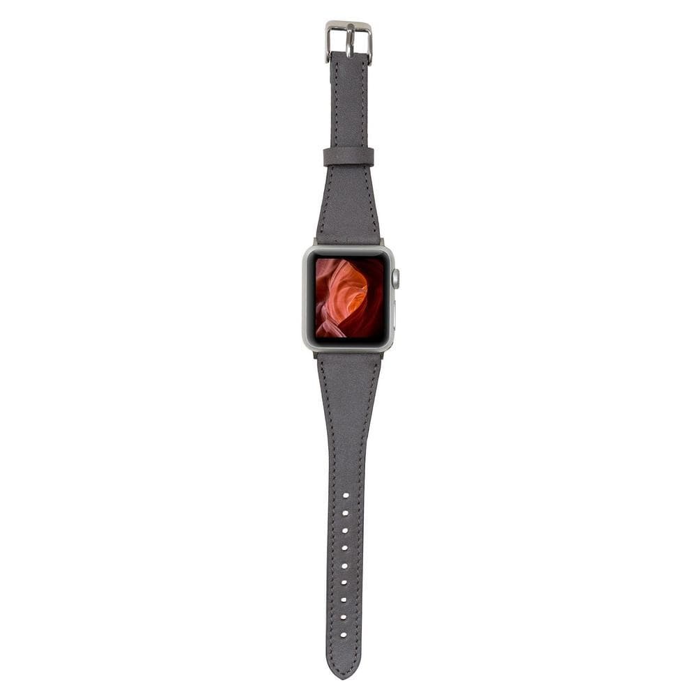 Klassisches, schlankes Apple-Watch-Armband aus echtem Leder 