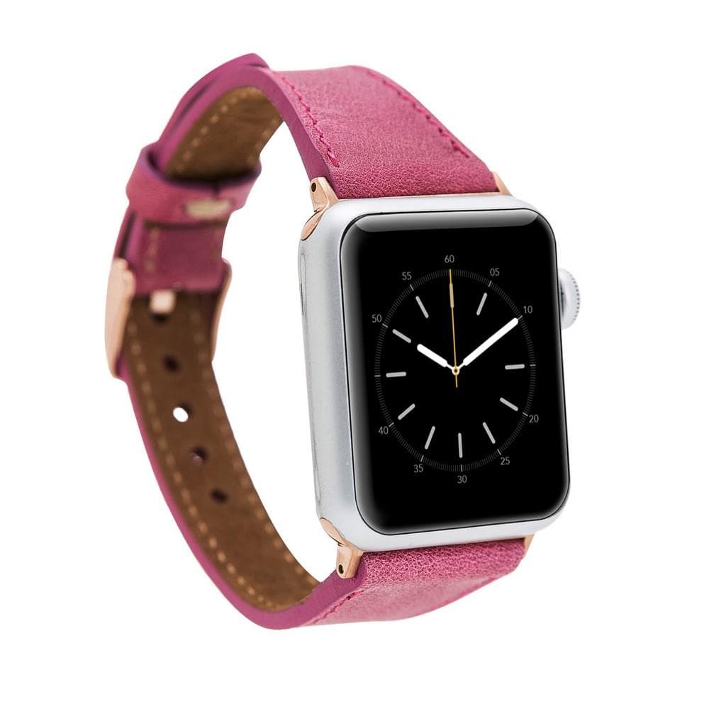 Klassisches, schlankes Apple-Watch-Armband aus echtem Leder 