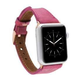 Klassisches, schlankes Apple-Watch-Armband aus echtem Leder 