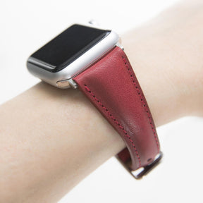 Klassisches, schlankes Apple-Watch-Armband aus echtem Leder 
