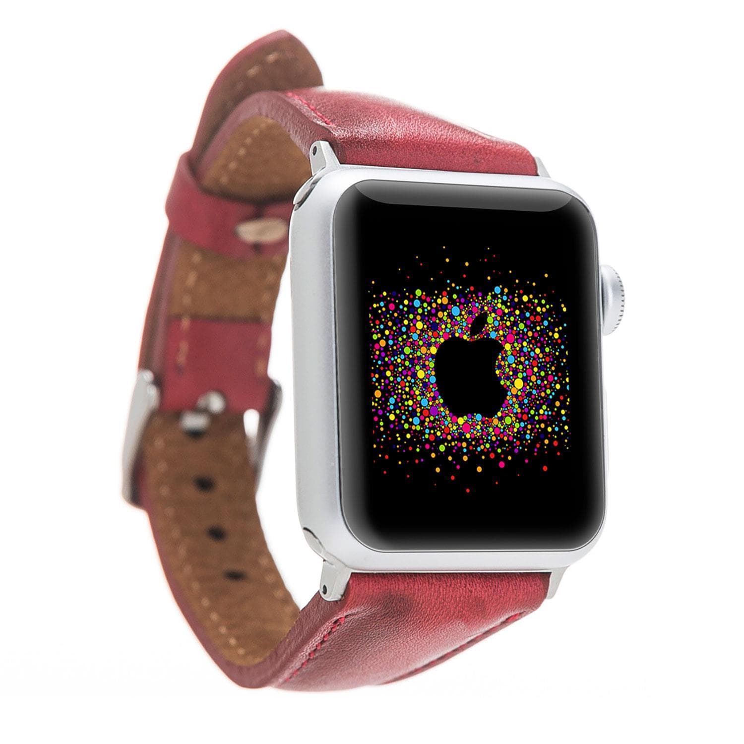 Klassisches, schlankes Apple-Watch-Armband aus echtem Leder 