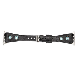 Klassisches, schlankes Apple-Watch-Armband aus echtem Leder 