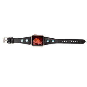 Klassisches, schlankes Apple-Watch-Armband aus echtem Leder 