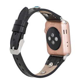 Klassisches, schlankes Apple-Watch-Armband aus echtem Leder 