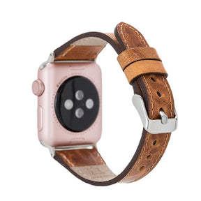 Klassisches, schlankes Apple-Watch-Armband aus echtem Leder 