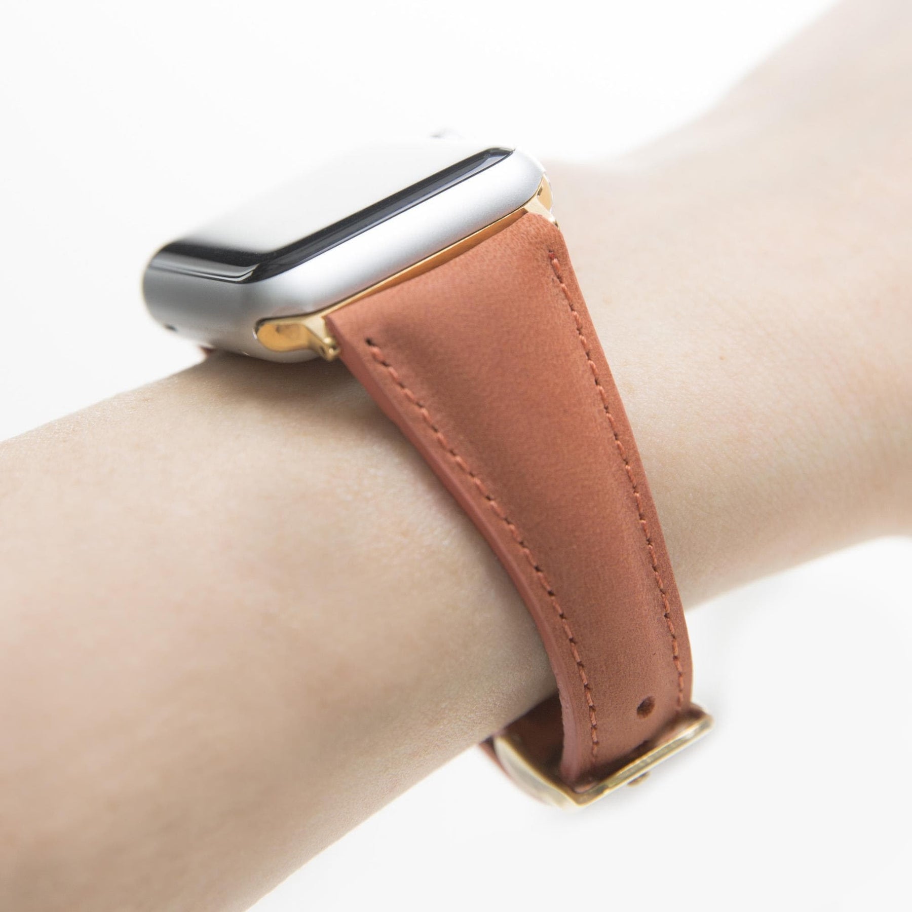 Klassisches, schlankes Apple-Watch-Armband aus echtem Leder 