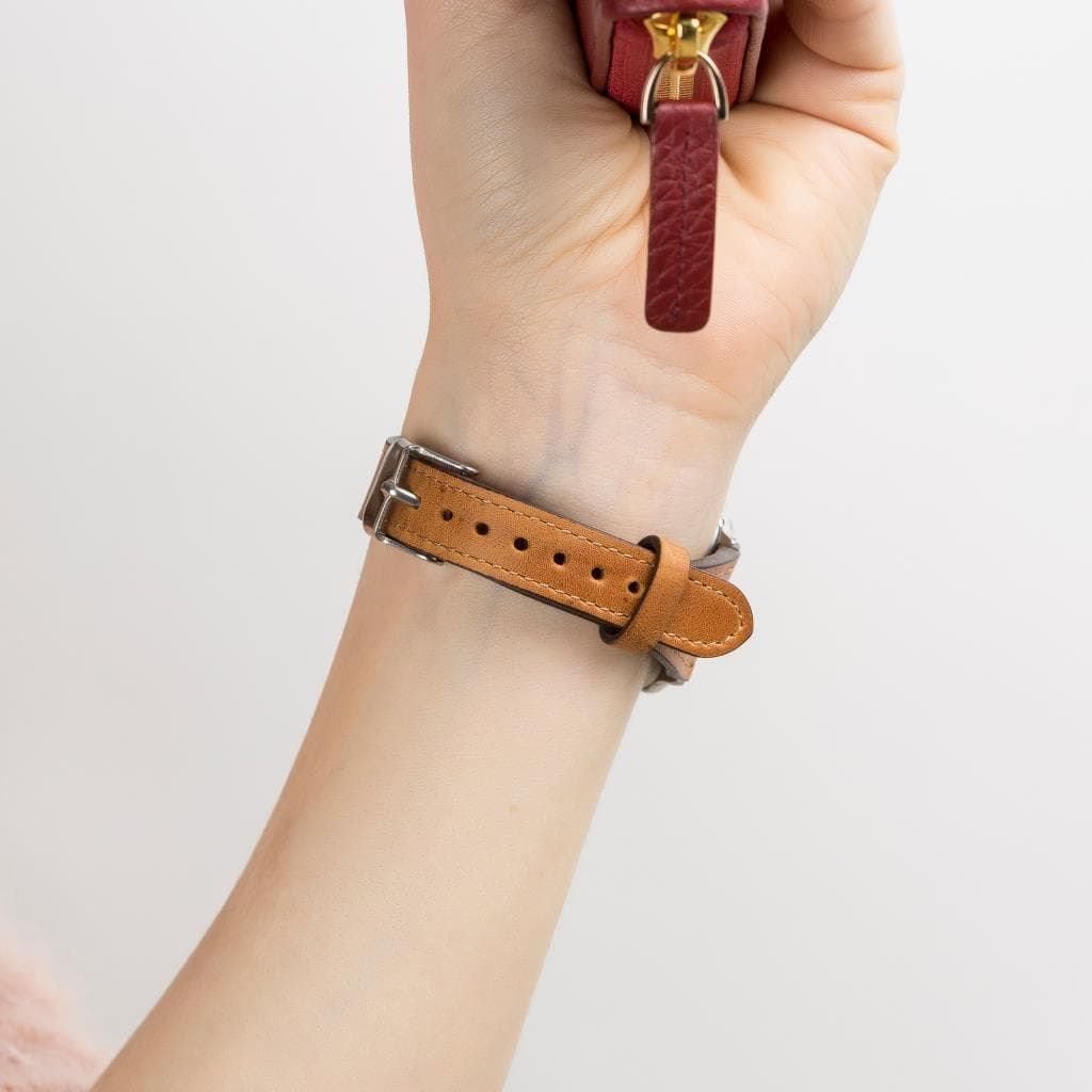 Klassisches, schlankes Apple-Watch-Armband aus echtem Leder 