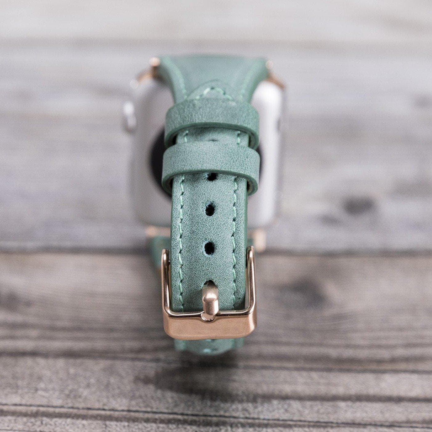 Klassisches, schlankes Apple-Watch-Armband aus echtem Leder 