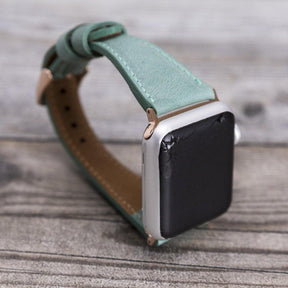 Klassisches, schlankes Apple-Watch-Armband aus echtem Leder 