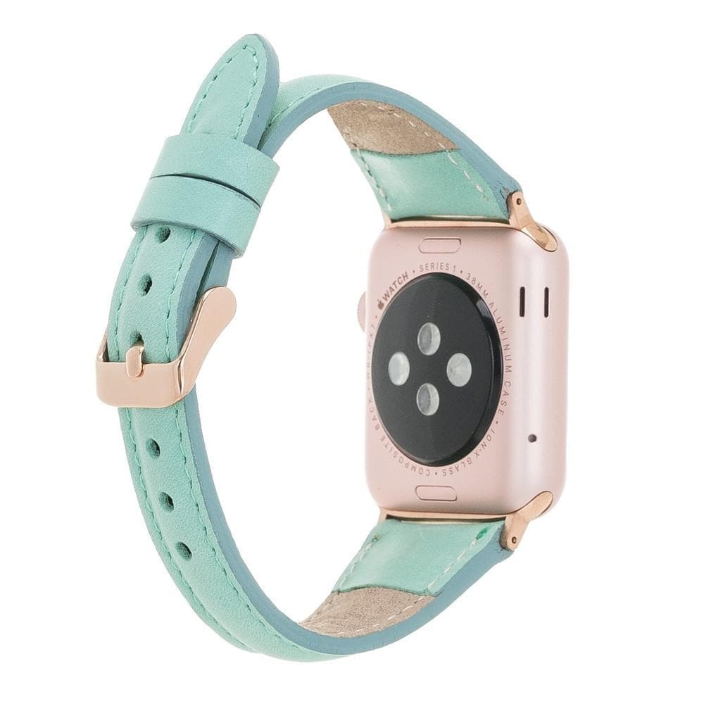 Klassisches, schlankes Apple-Watch-Armband aus echtem Leder 
