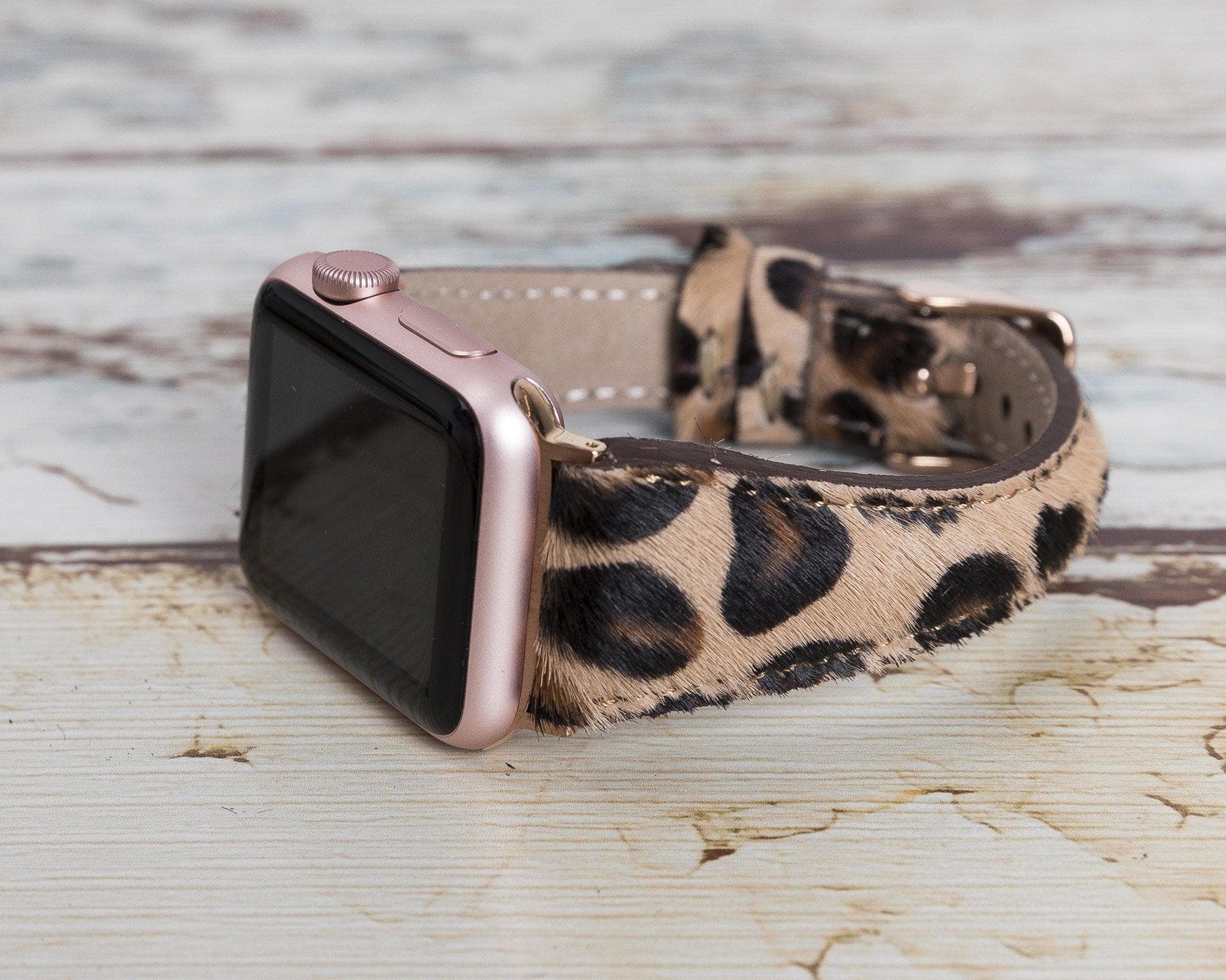 Klassisches, schlankes Apple-Watch-Armband aus echtem Leder 