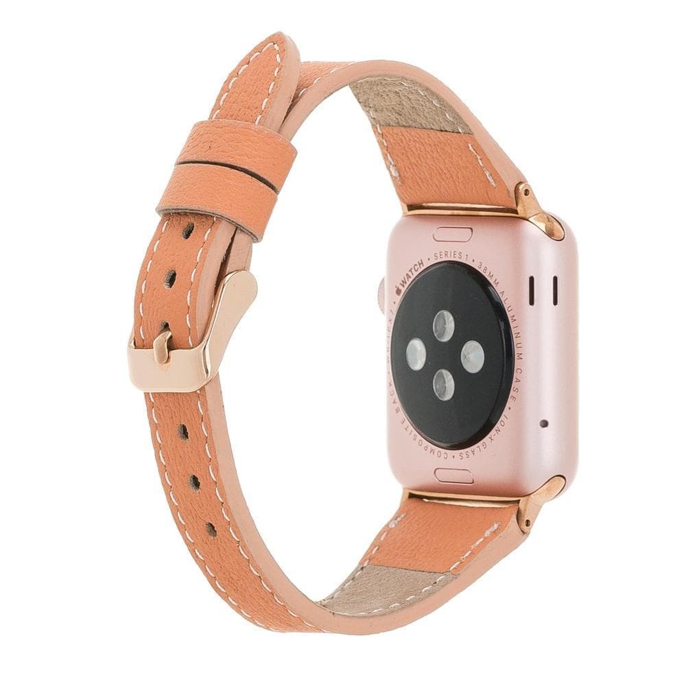 Klassisches, schlankes Apple-Watch-Armband aus echtem Leder 