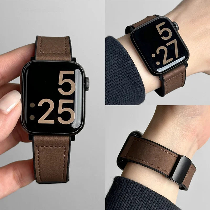 Flexibel leren bandje als vervanging voor een smartwatch
