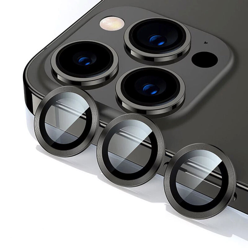 Detailweergave van een iPhone-lens met beschermring